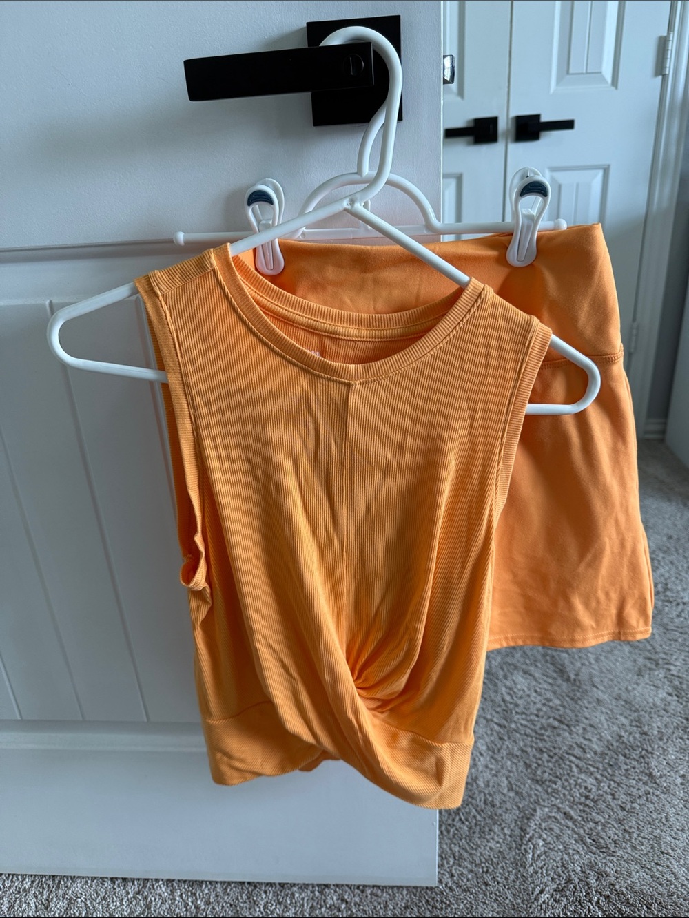 NWOT 2-piece All in Motion Orange Twist-Front Ribbed Tank Top with Skort